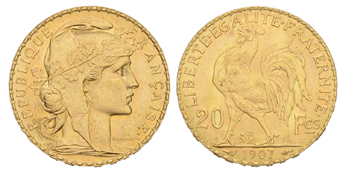 Frankreich, 20 Francs Goldmünze